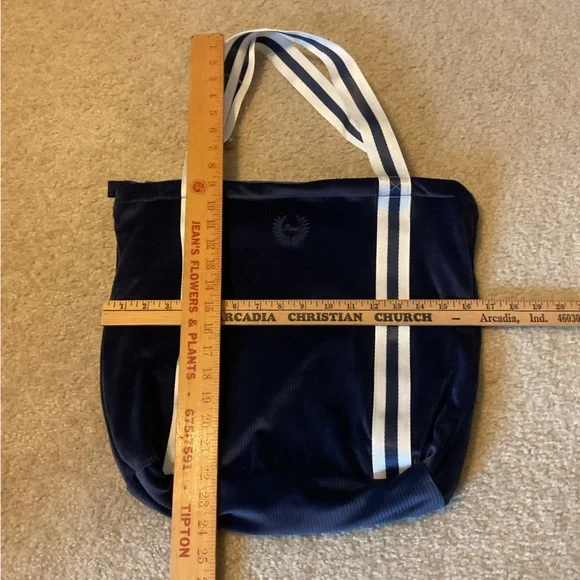 PINK VS Navy Blue Soft Velour Ribbed Shoulder Bag (NWT)& PINK Nation Knit Beanie - Picture 2 of 12